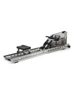 The very unique and distinctive styling of the brushed stainless steel WaterRower S1 LoRise rowing machine.