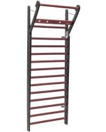 WaterRower Club WallBars 14 bar option with Rosewood and Black stained finish.