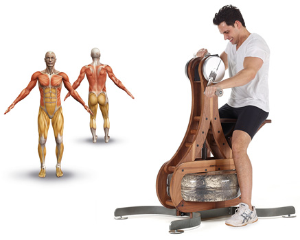 The WaterGrinder Classic is the perfect upper body workout machine made from American Black Walnut